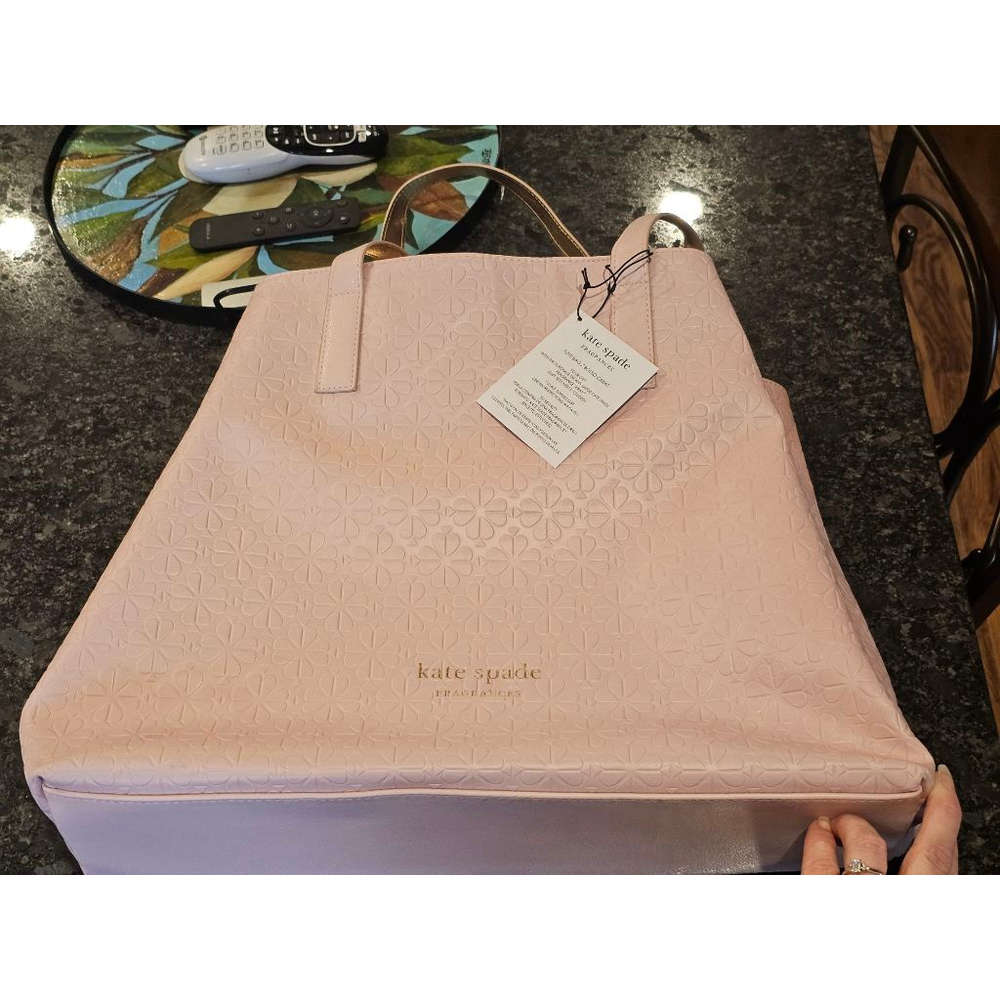 Kate Spade Pale Pink Giant Lined Spade Print Tote Bag - Picture 12 of 15